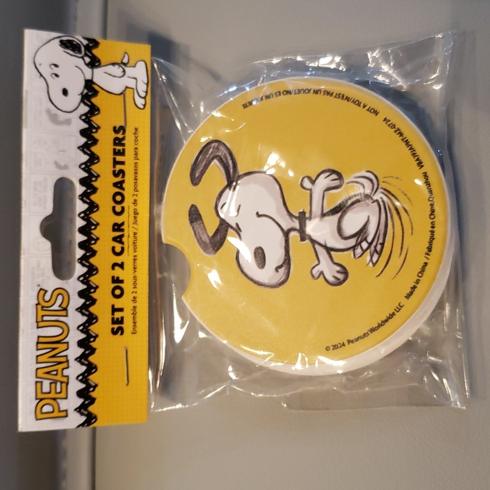 Peanuts 2 pk of car coasters NWT